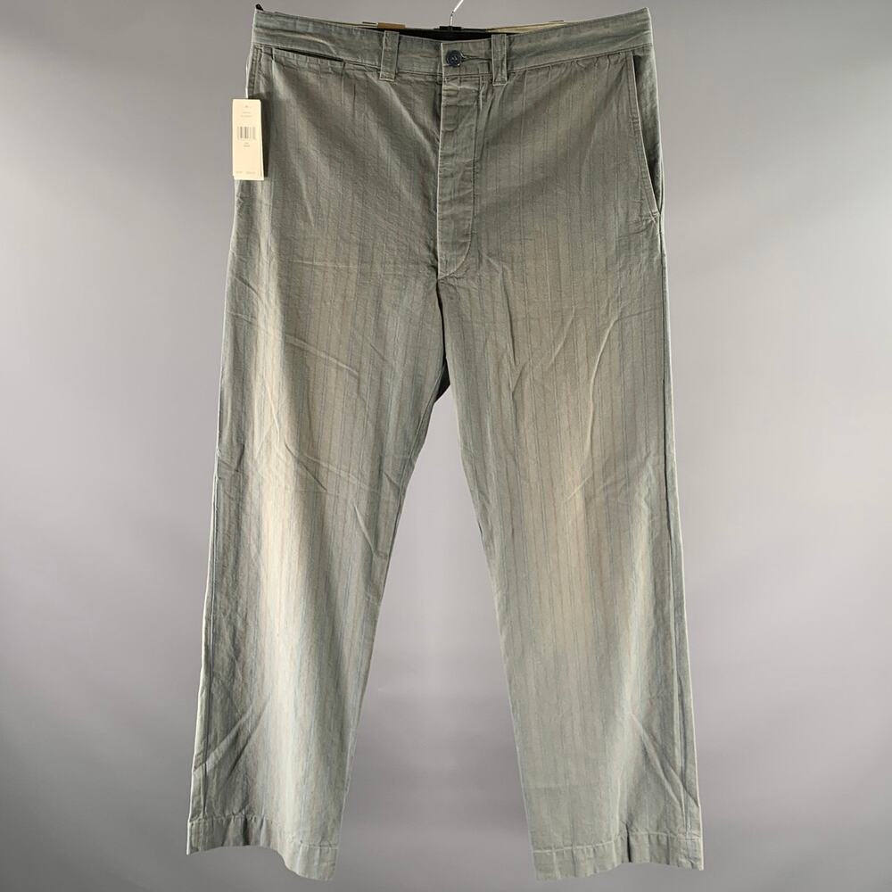 RRL by RALPH LAUREN Size 34  Teal Blue Brown Stripe Cotton Blend Casual Pants